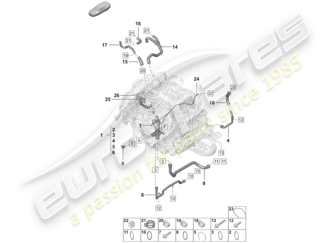 porsche 2019 (992-1) wasserkühlung teilediagramm