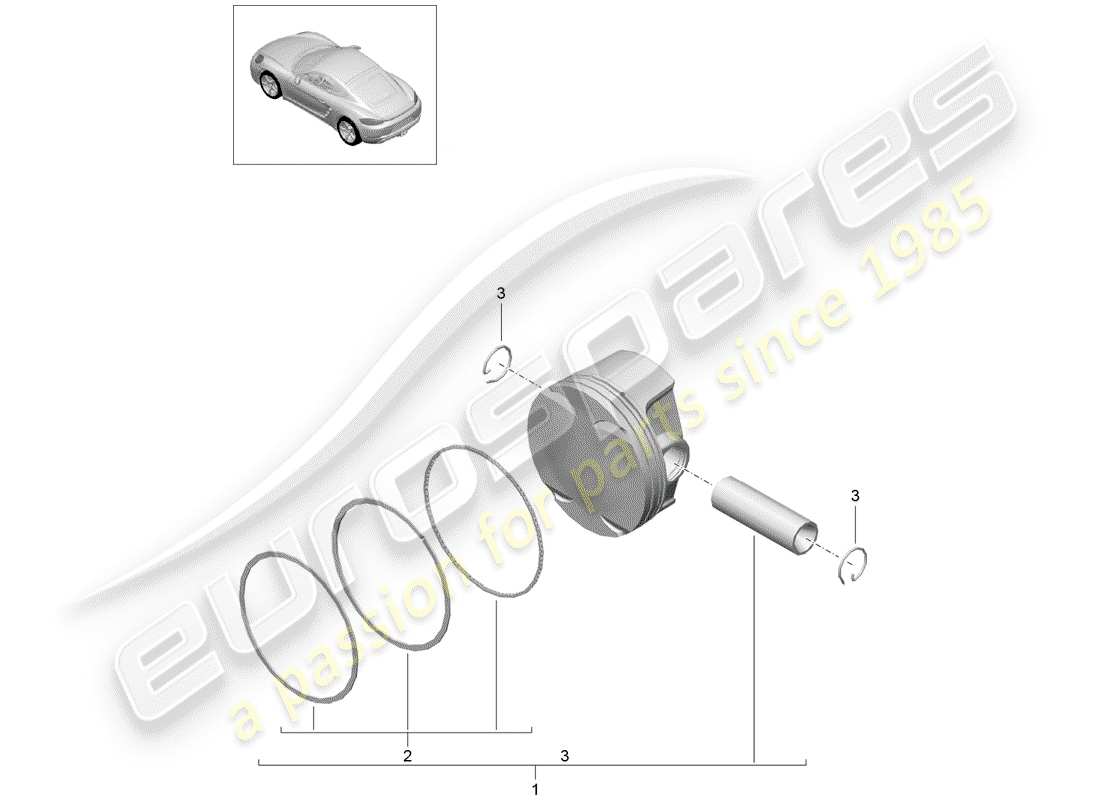porsche 2019 (718 cayman) kolben teilediagramm