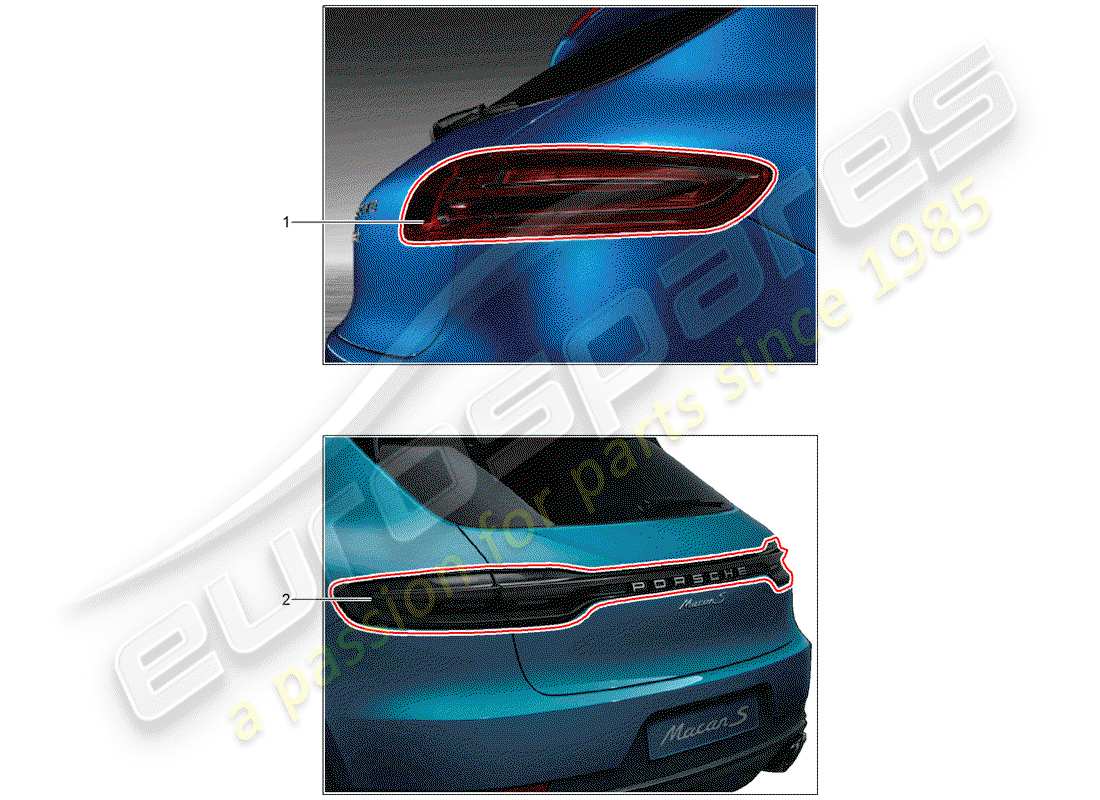 porsche 2020 (tequipment macan) rücklicht ersatzteildiagramm