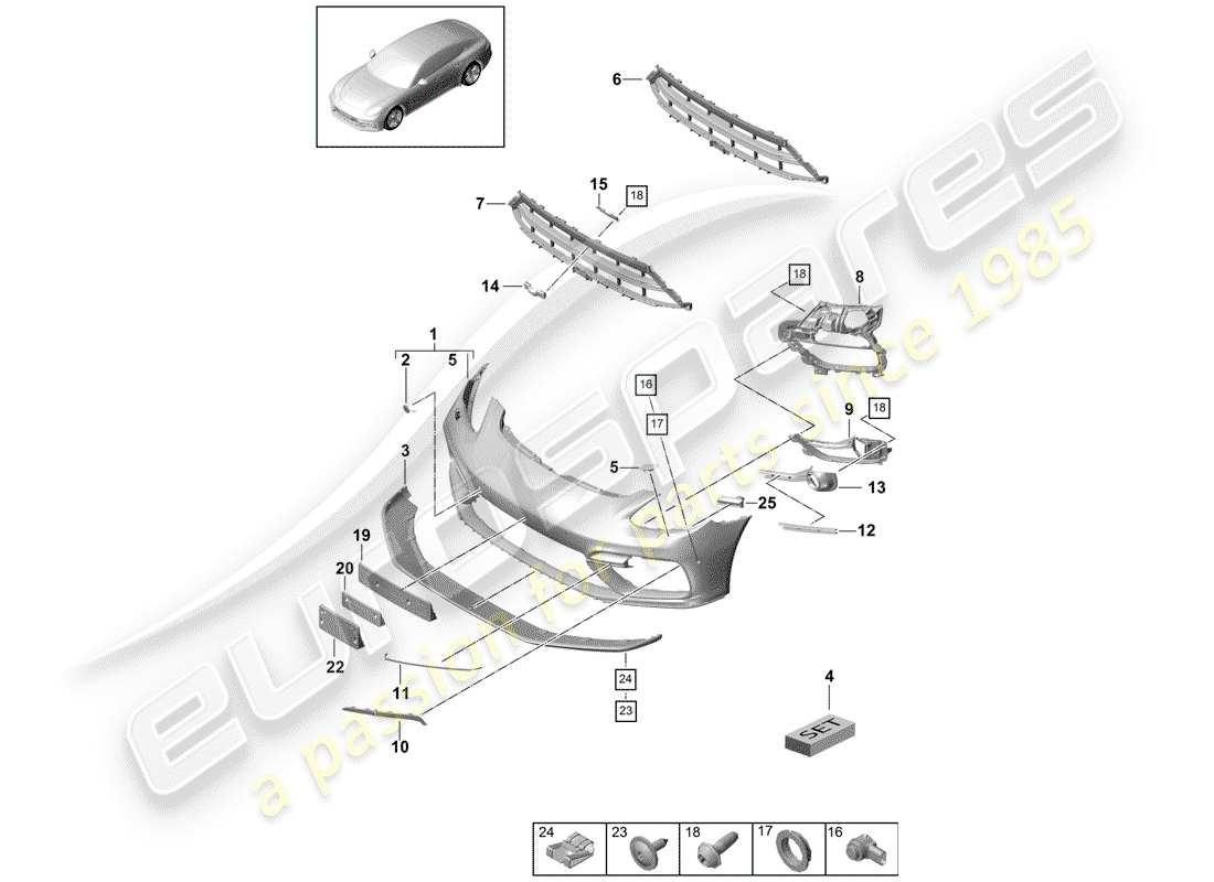porsche 2018 (panamera 971-1) stoßstange ersatzteildiagramm