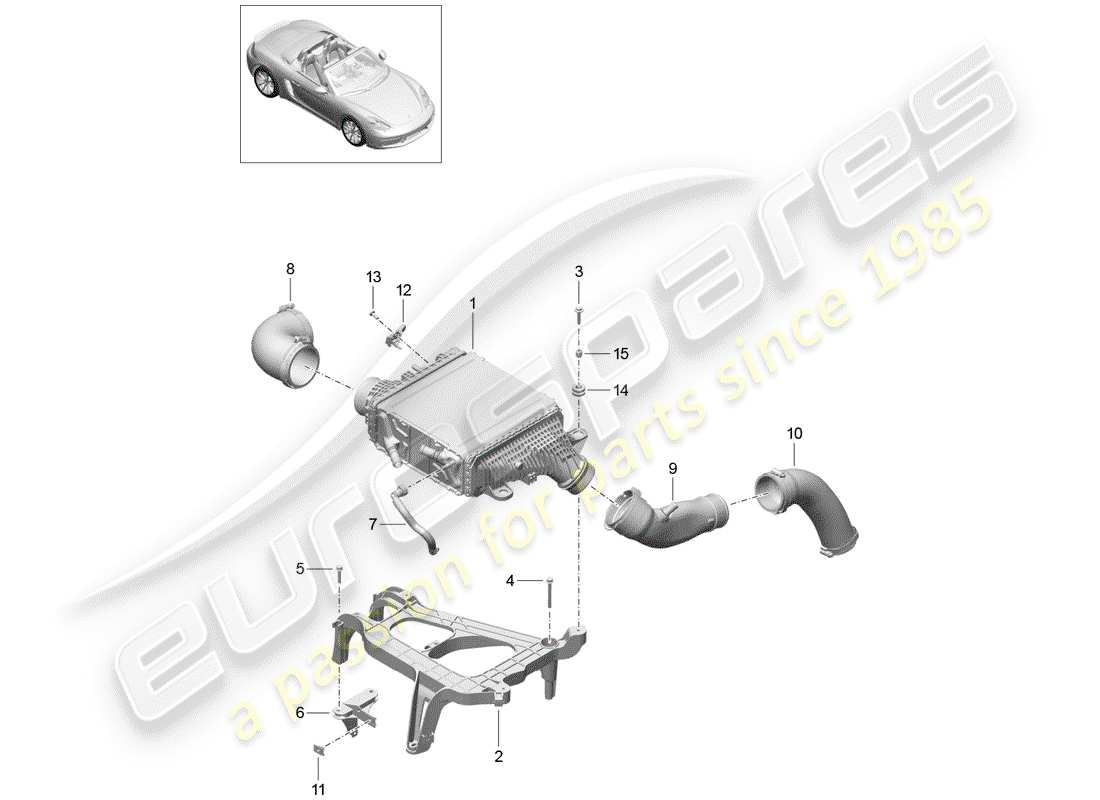 porsche 2020 (718 boxster) ladeluftkühler - teilediagramm