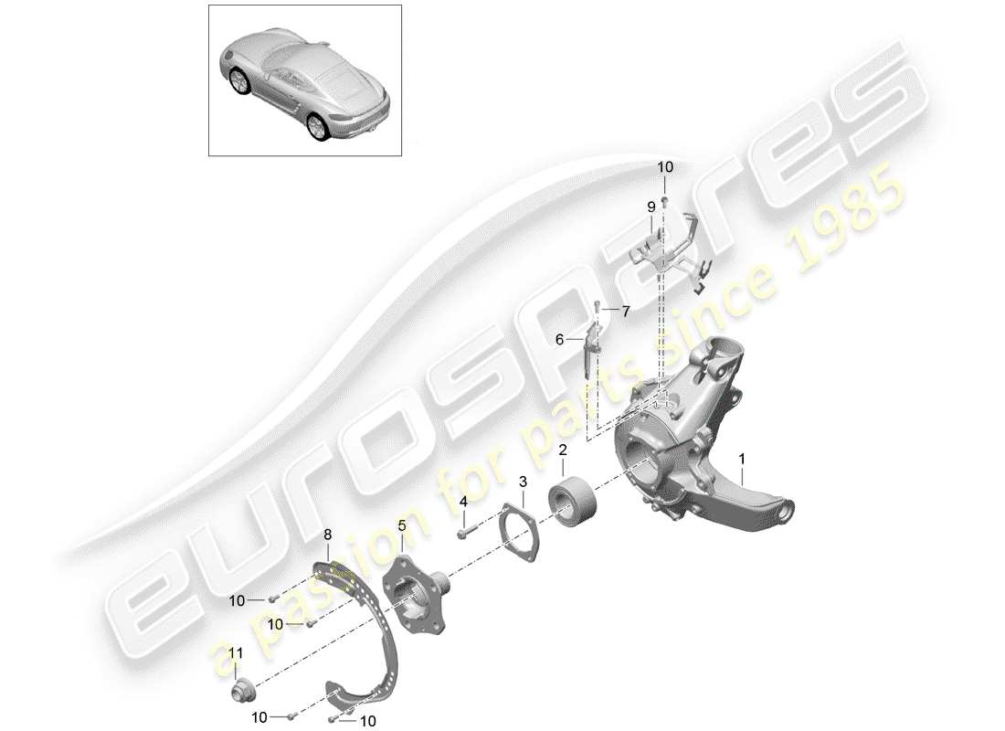 porsche 2017 (718 cayman) hinterachse teilediagramm