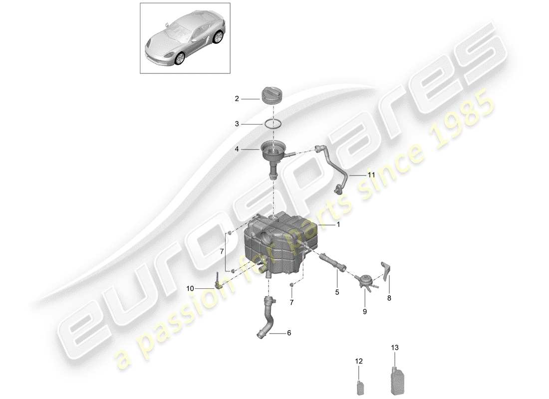 porsche 2017 (718 cayman) wasserkühlung teilediagramm