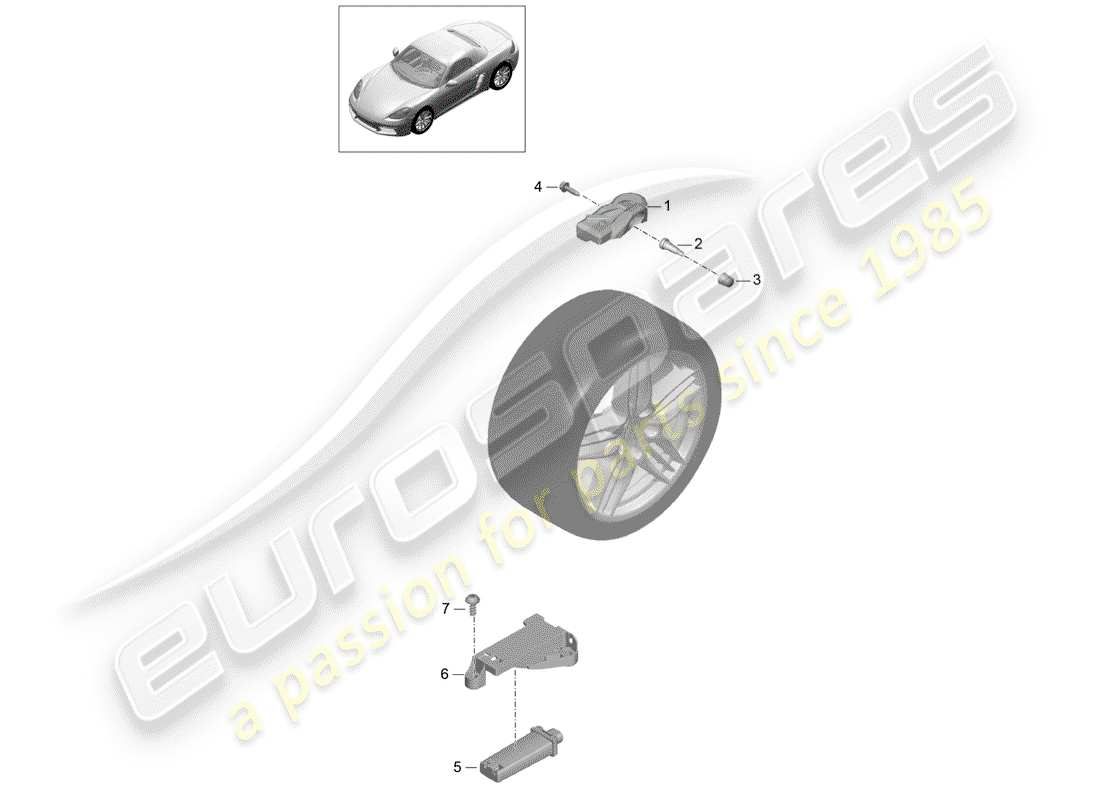 porsche 2017 (718 boxster) reifendruck-kontrollsystem teilediagramm