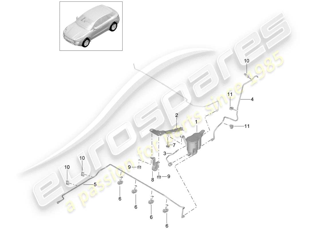 porsche 2017 (macan) verdunstungsbehälter - teilediagramm