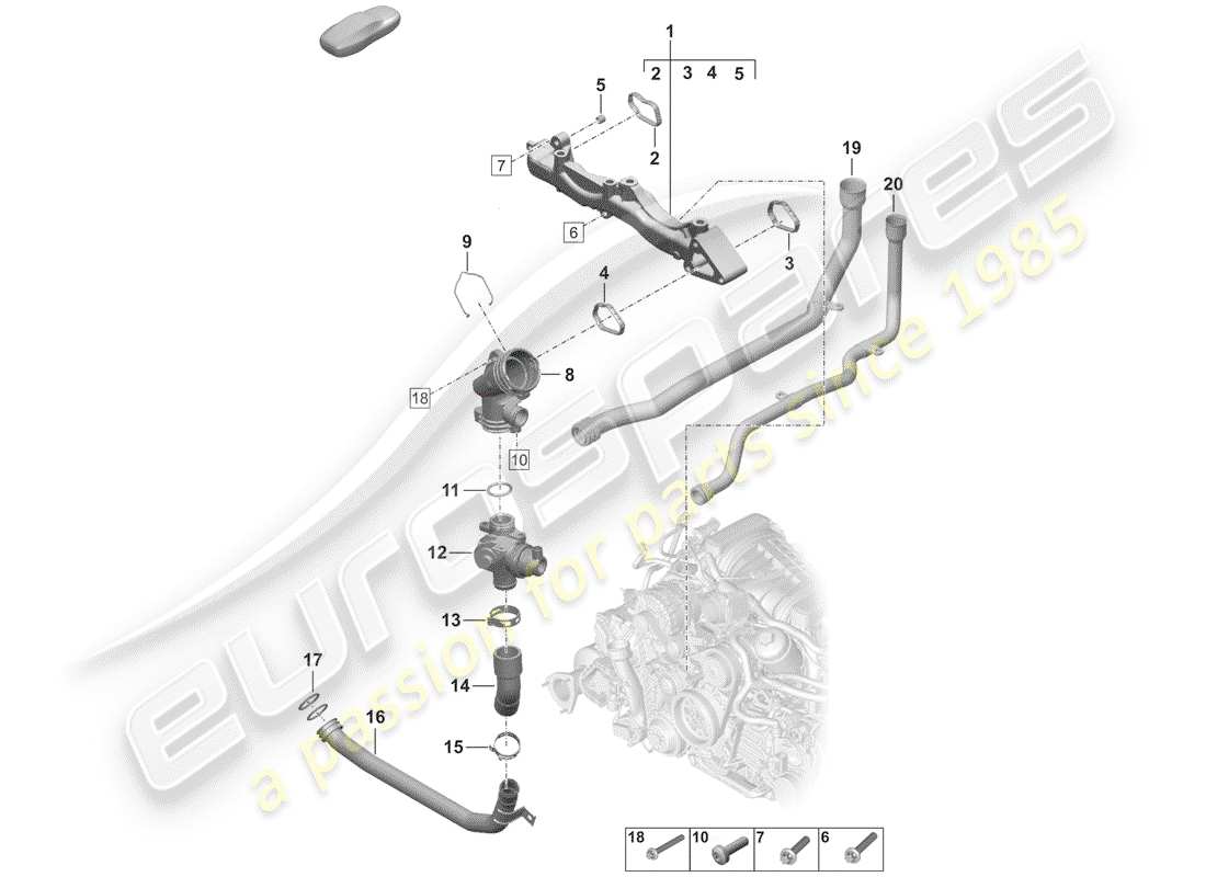 porsche 2020 (992-1) hilfsrahmen-ersatzteildiagramm