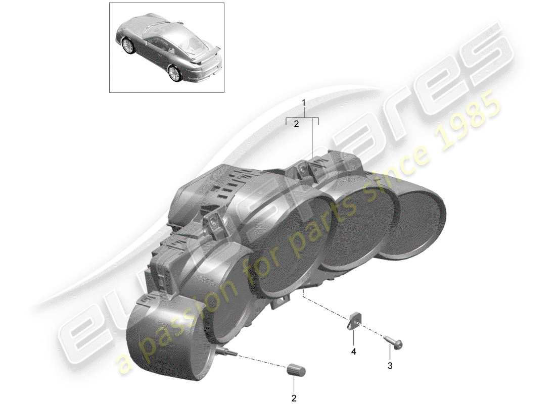 porsche 2018 (991-2 r/gt3/rs) instrumentenkombination ersatzteildiagramm