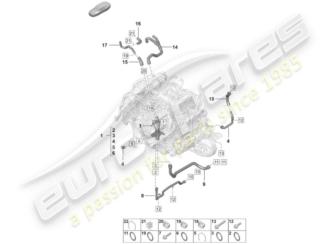 porsche 2020 (992-1) wasserkühlung teilediagramm