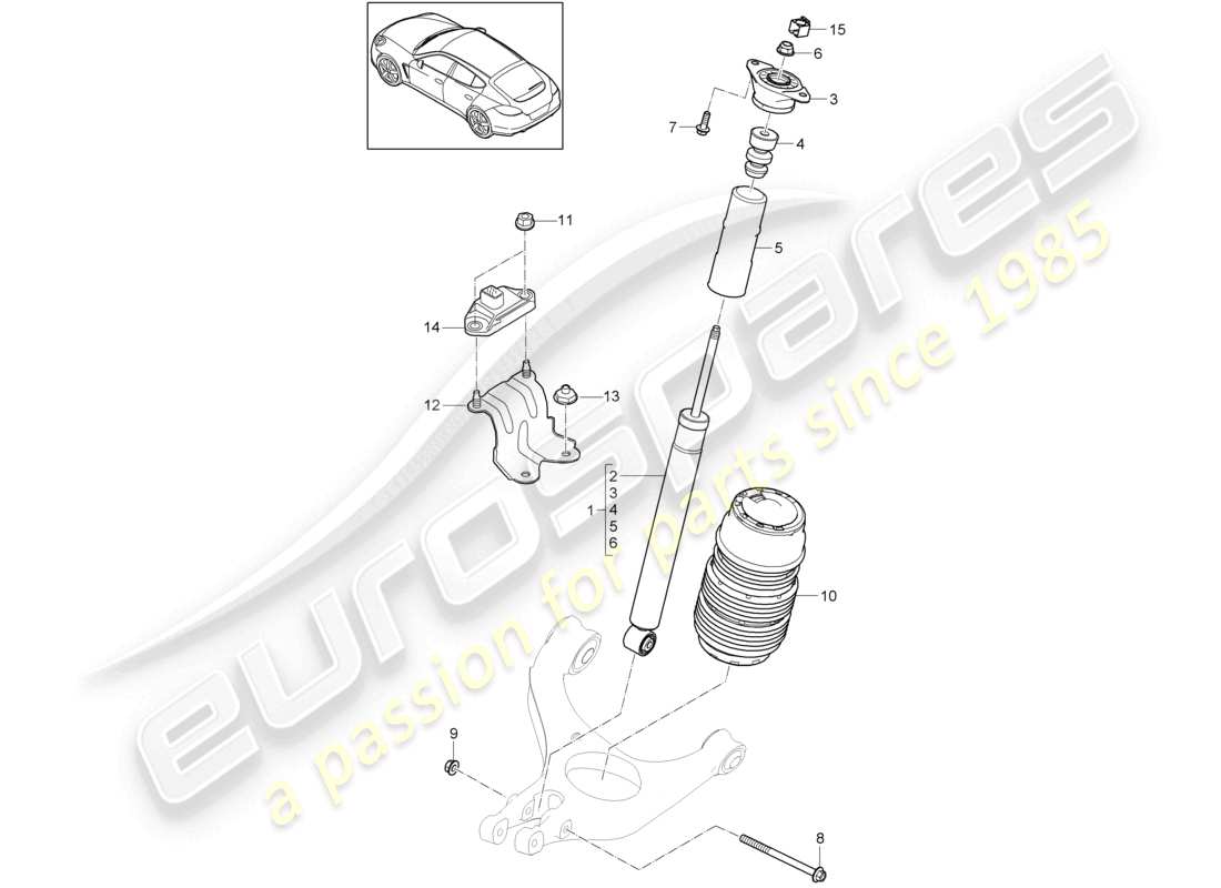 porsche 2010 (cayenne e1 9pa) federung stoßdämpfer teilediagramm