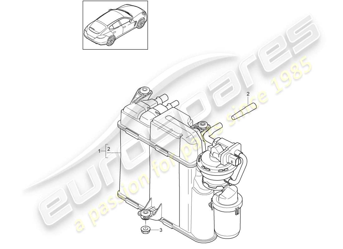 porsche 2010 (cayenne e1 9pa) aktivkohlebehälter teilediagramm