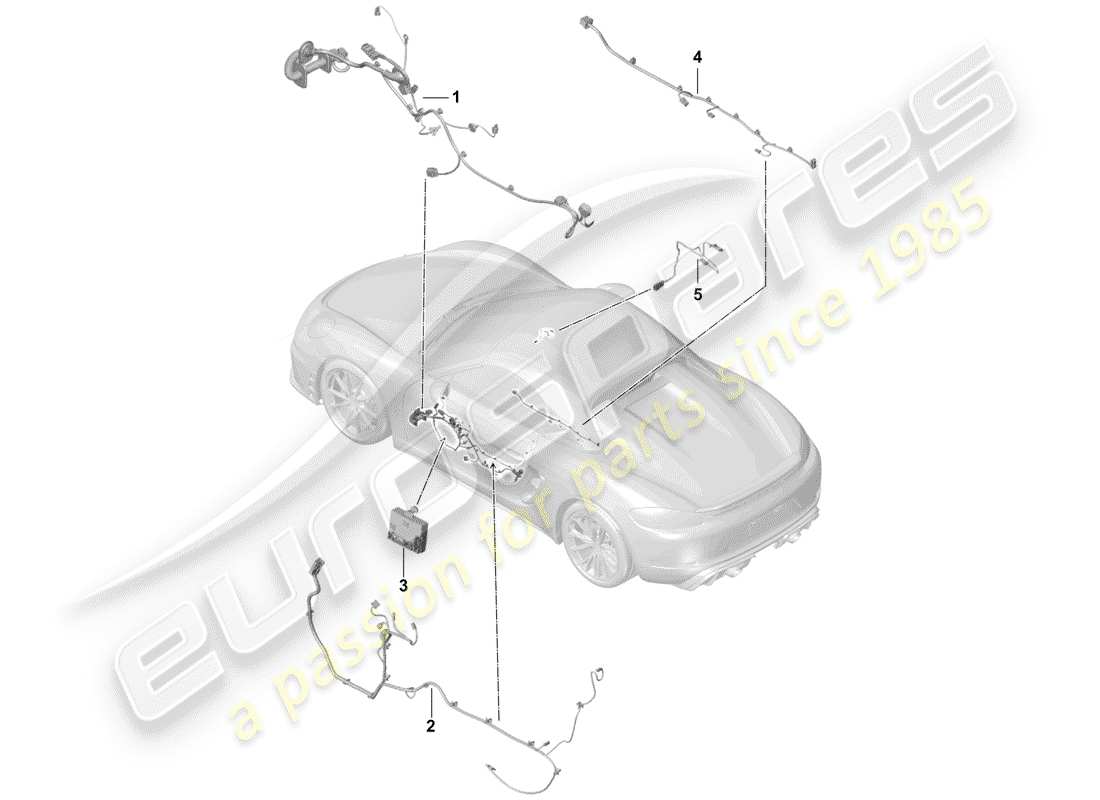 porsche 2019 (718 boxster spyder) kabelbäume ersatzteildiagramm
