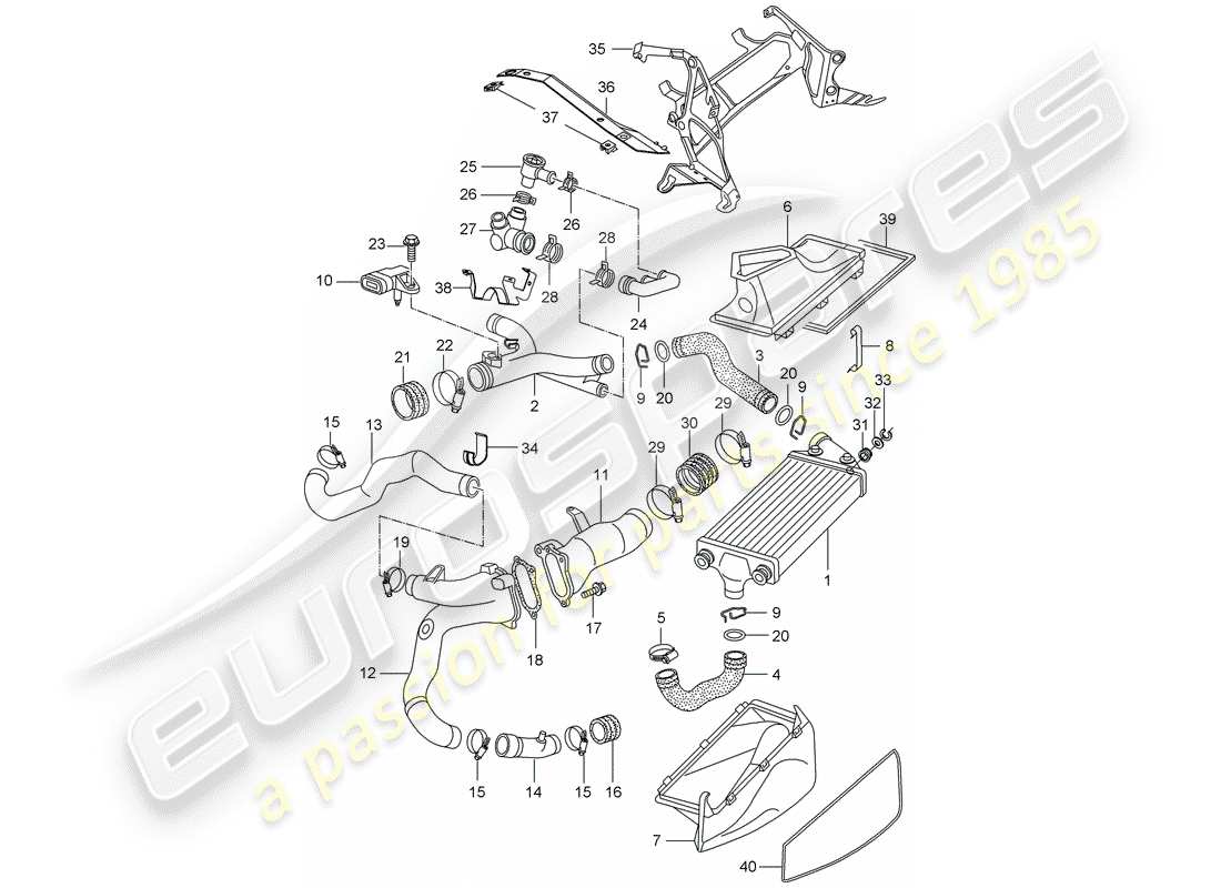 porsche 2001 (996 turbo / gt2) turboaufladung teilediagramm