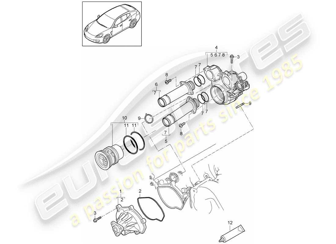 porsche 2011 (panamera 970) wasserpumpe teilediagramm