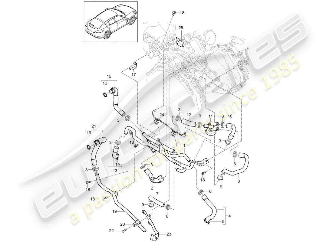 porsche 2016 (panamera 970) wasserkühlung teilediagramm