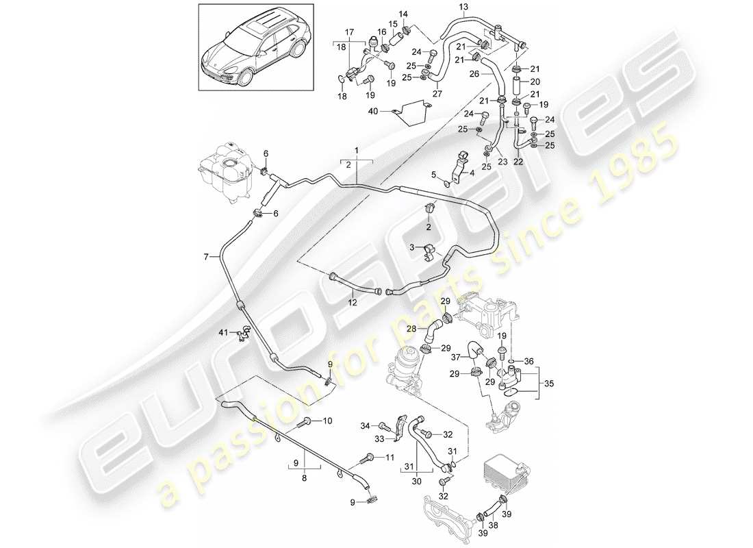 porsche 2011 (cayenne e2 92a) wasserkühlen teilediagramm