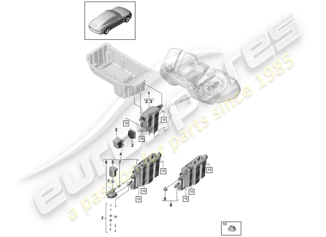 porsche 2017 (panamera 971-1) verdunstungsbehälter - teilediagramm