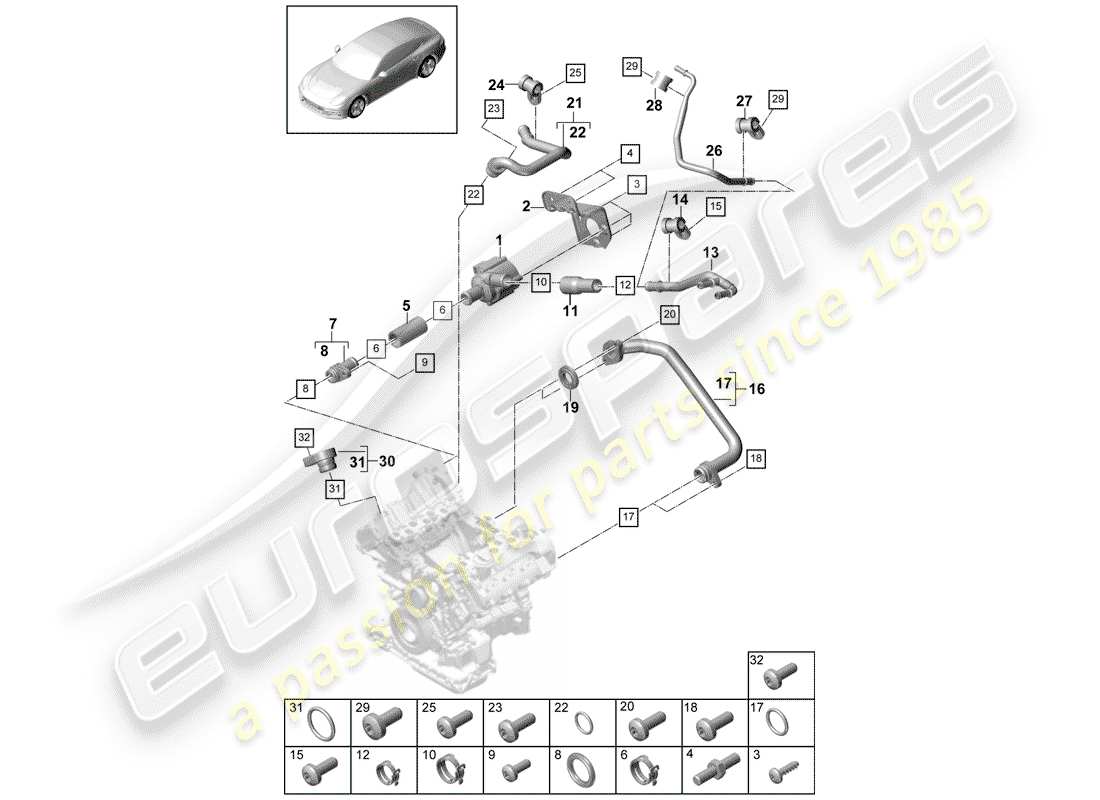 porsche 2017 (panamera 971-1) wasserkühlung teilediagramm