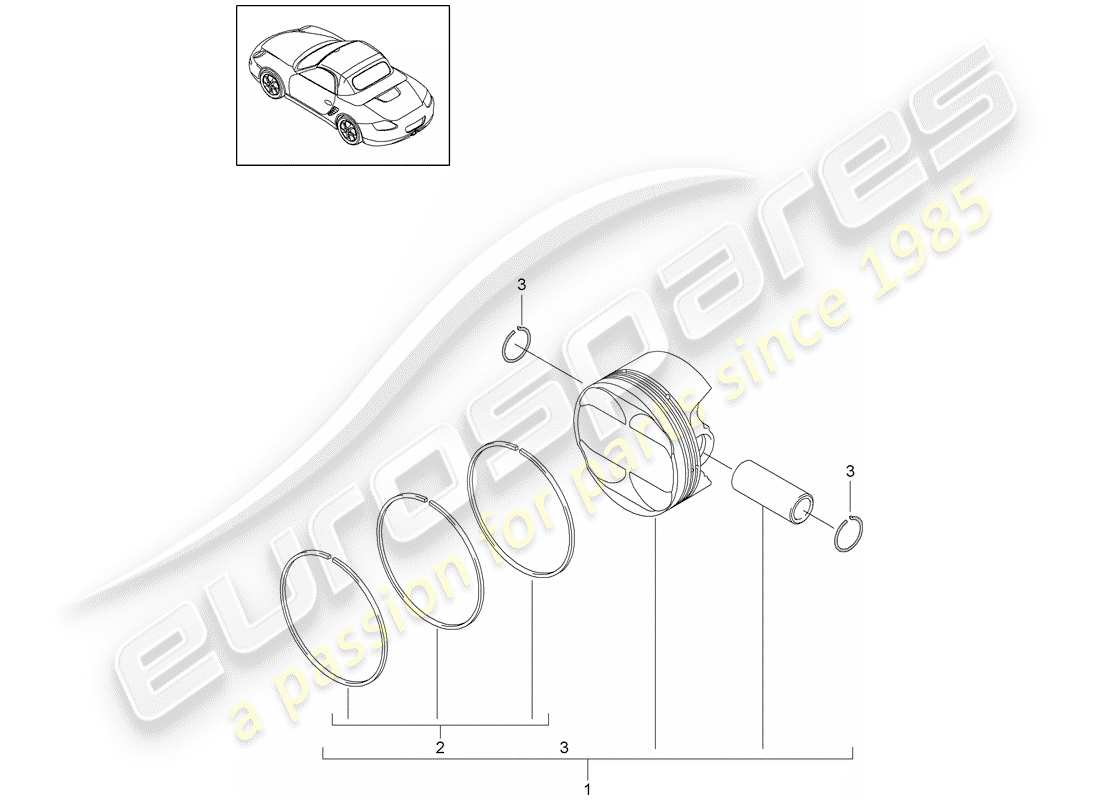 porsche 2011 (987 boxster) kolben-teilediagramm