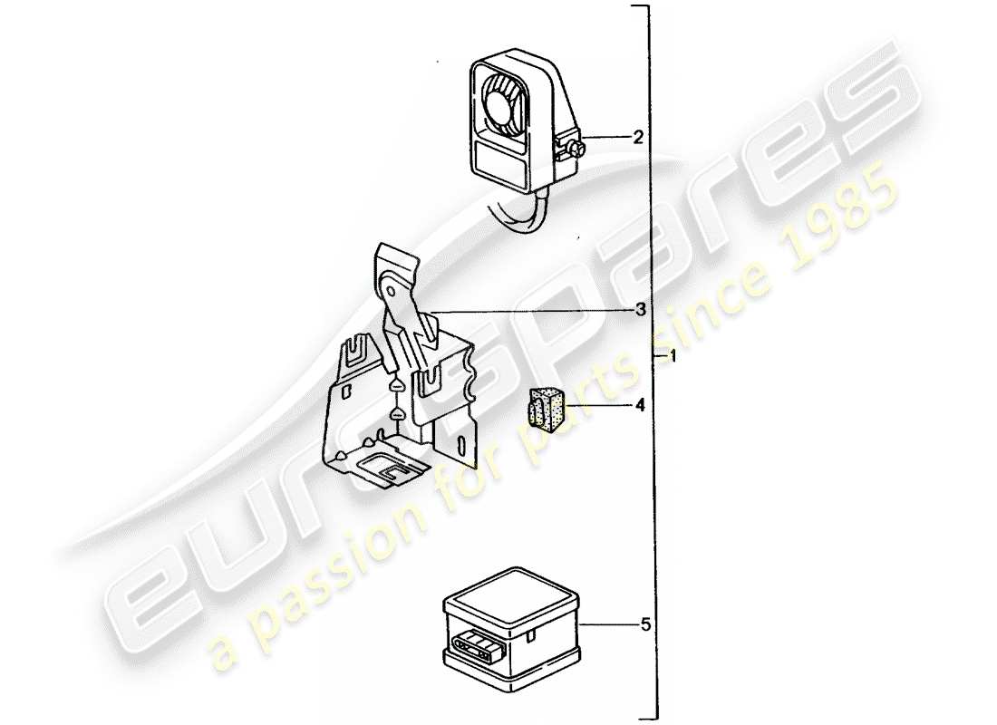 porsche 1998 (tequipment) alarmhupe - ersatzteildiagramm