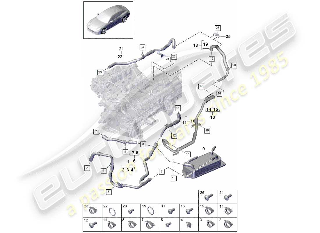 porsche 2020 (panamera 971-1) wasserkühlung teilediagramm