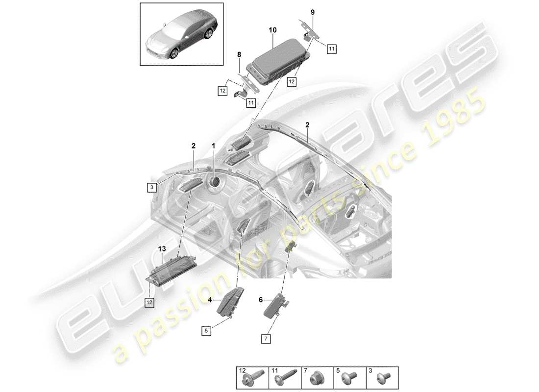 porsche 2020 (panamera 971-1) airbag-teilediagramm