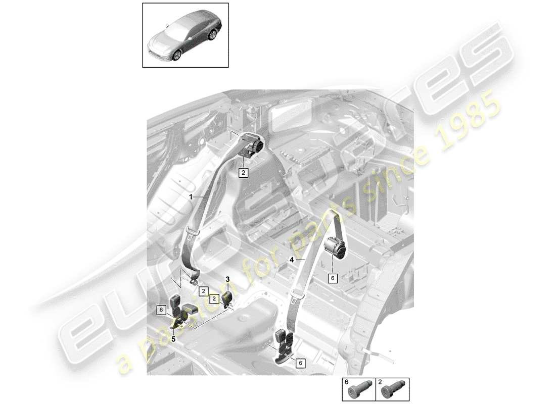 porsche 2020 (panamera 971-1) sicherheitsgurt mit ersatzteildiagramm