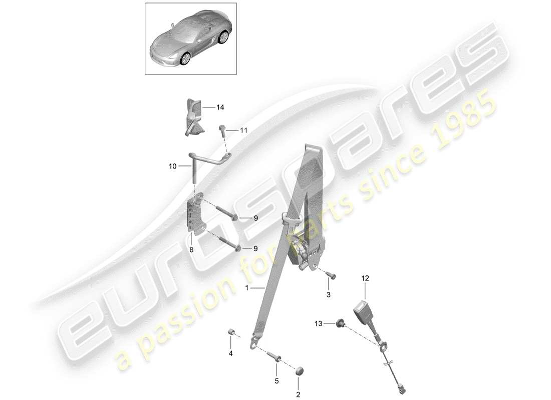porsche 2016 (981 boxster spyder) sicherheitsgurt - teilediagramm