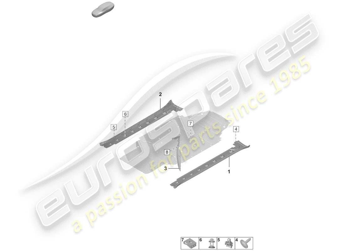 porsche 2020 (992-1) seitenträgerverkleidung teilediagramm
