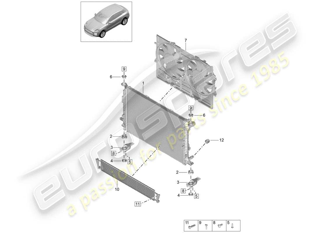 porsche 2020 (macan) kühler-teilediagramm