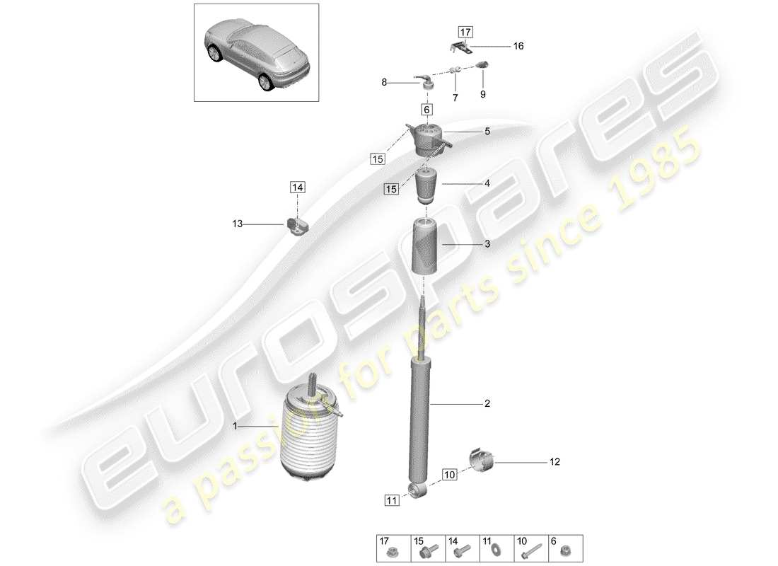 porsche 2020 (macan) luftfederung ersatzteildiagramm