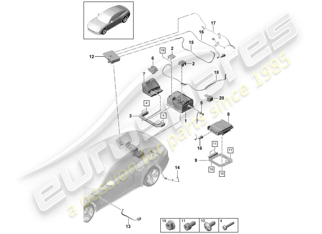 porsche 2017 (panamera 971-1) batterie teilediagramm