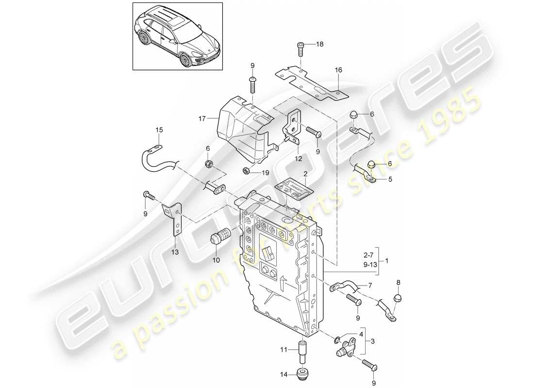 porsche 2016 (cayenne e2 92a) hybrid teilediagramm