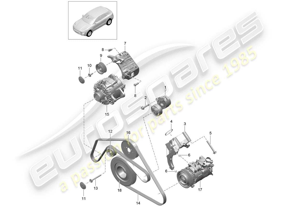 porsche 2017 (macan) riemenspanndämpfer ersatzteildiagramm