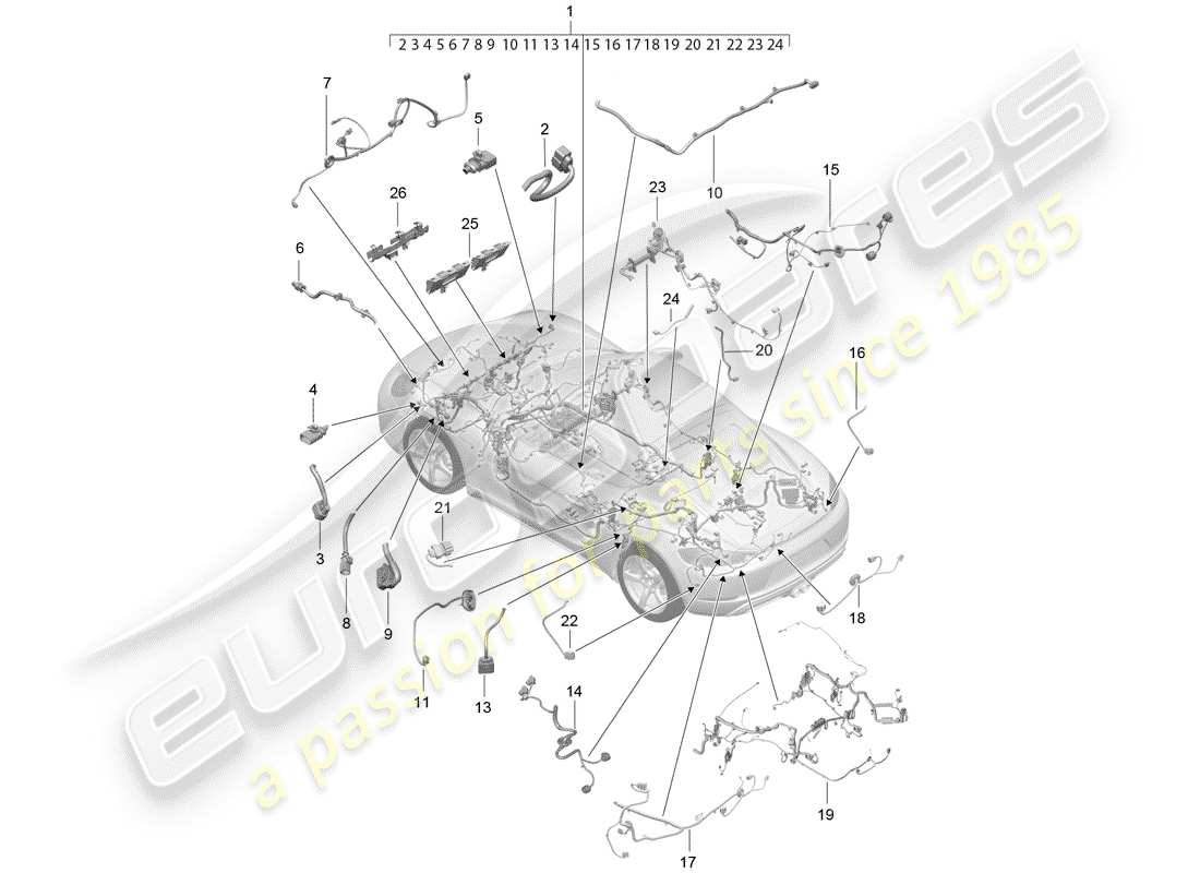 porsche 2019 (718 cayman) kabelbäume teilediagramm