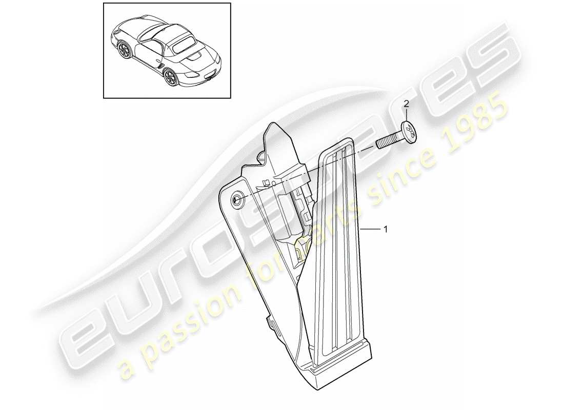 porsche 2010 (987 boxster) pedale teilediagramm