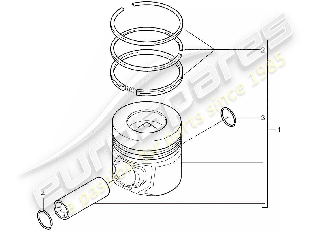 porsche 2008 (cayenne e1 9pa) kolben-teilediagramm