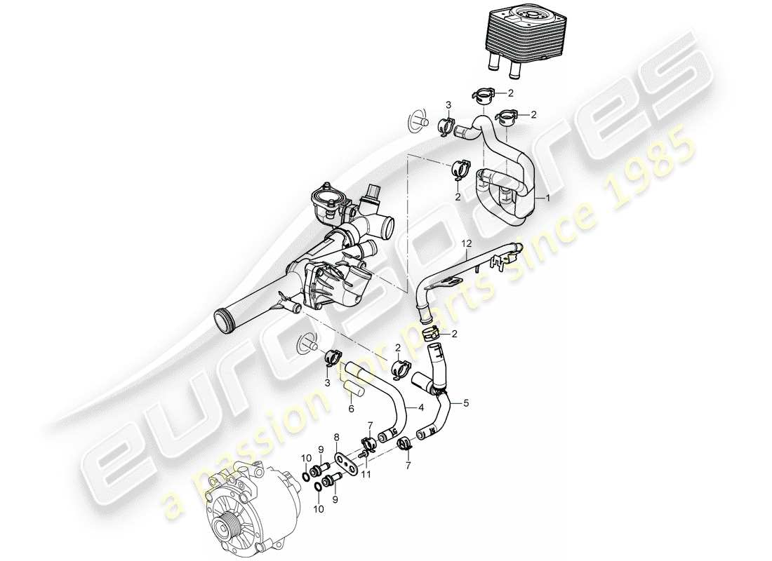 porsche 2008 (cayenne e1 9pa) wasserkühlung 2 ersatzteildiagramm