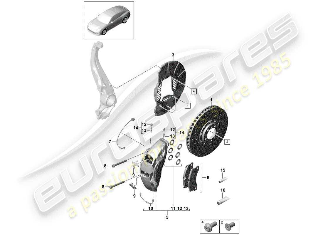porsche 2017 (panamera 971-1) scheibenbremsen ersatzteildiagramm