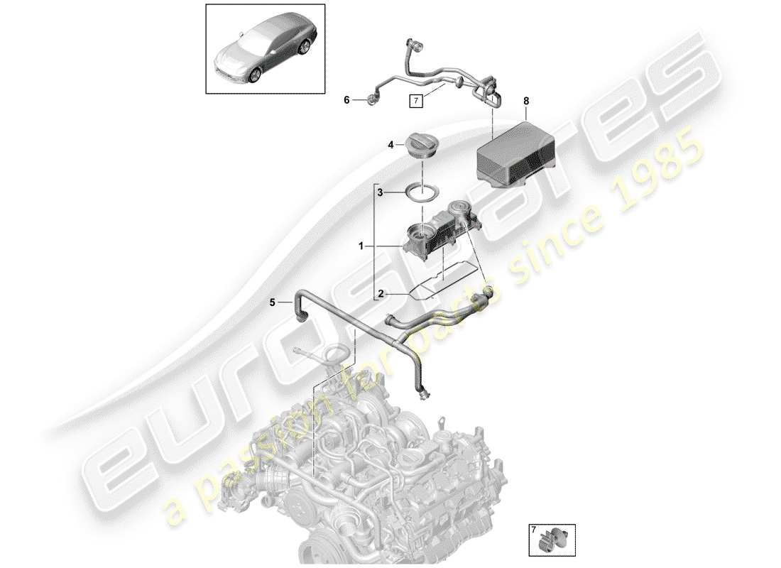 porsche 2017 (panamera 971-1) kurbelgehäuse-entlüftung ersatzteildiagramm