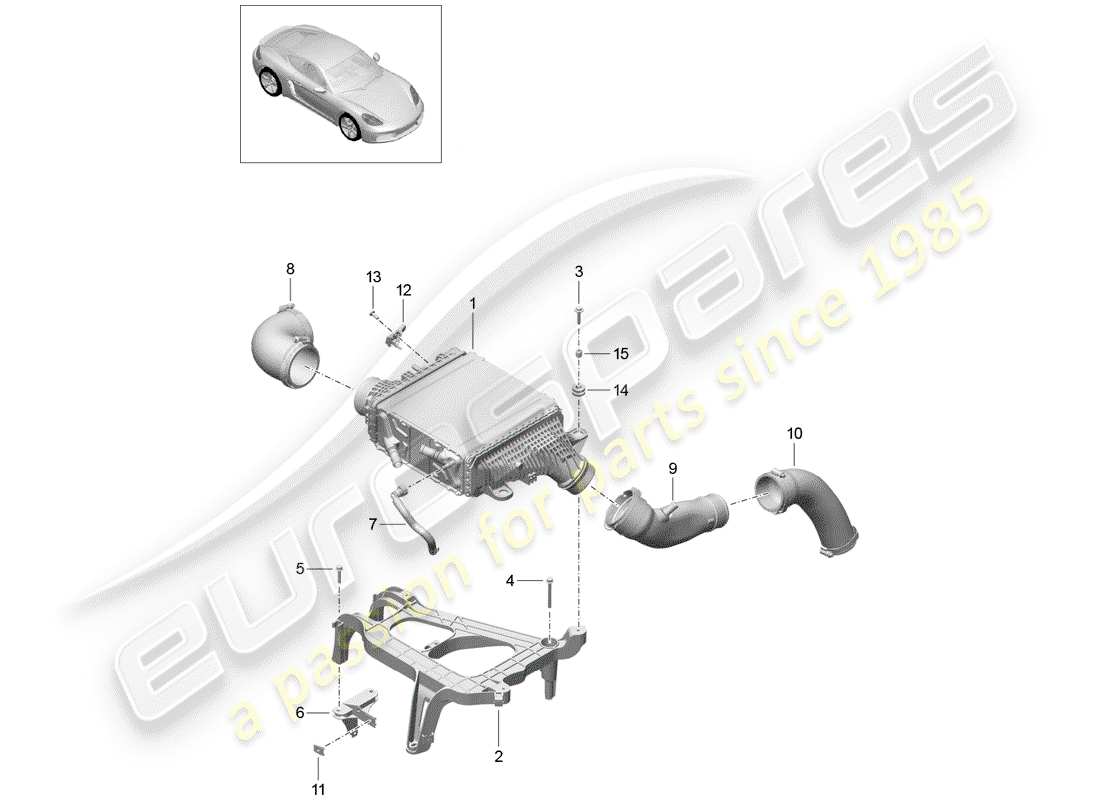 porsche 2020 (718 cayman) ladeluftkühler - teilediagramm