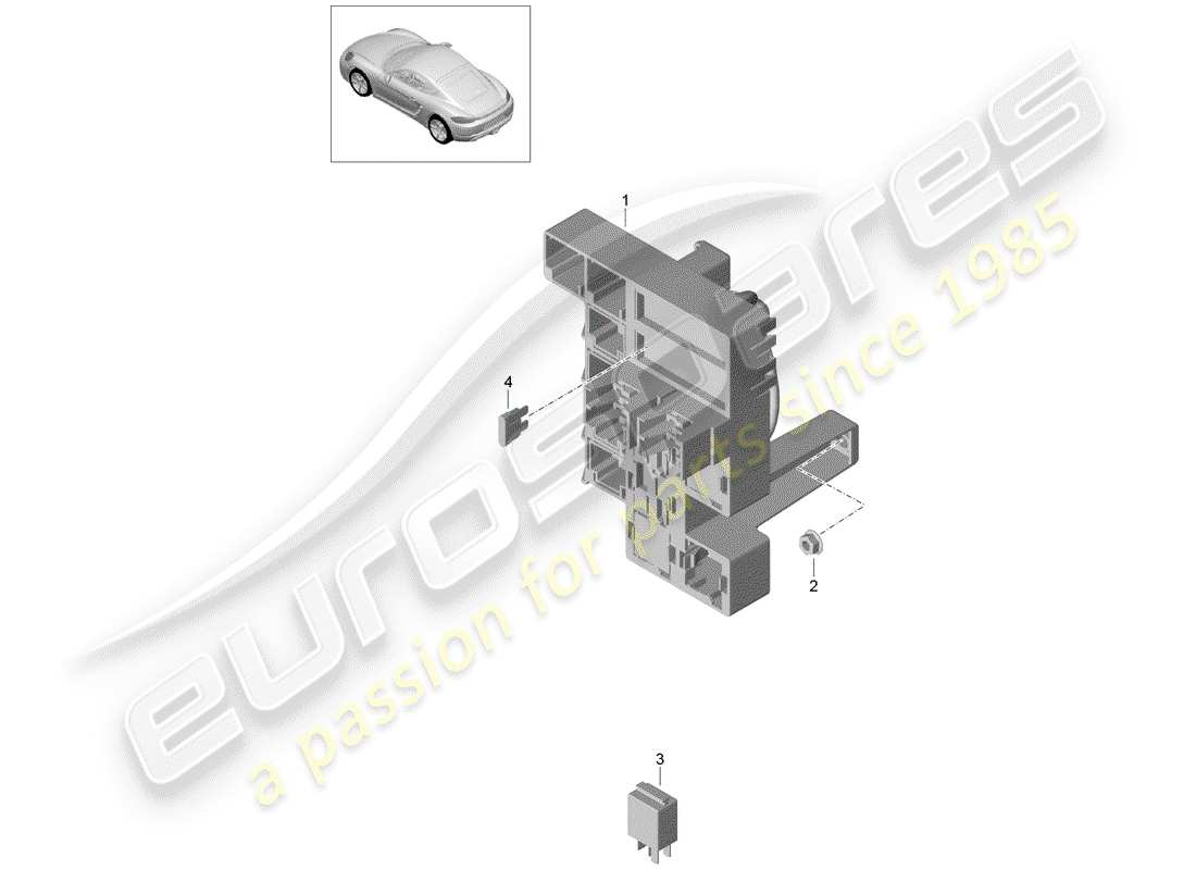 porsche 2018 (718 cayman) sicherungskasten/relaisplatte ersatzteildiagramm