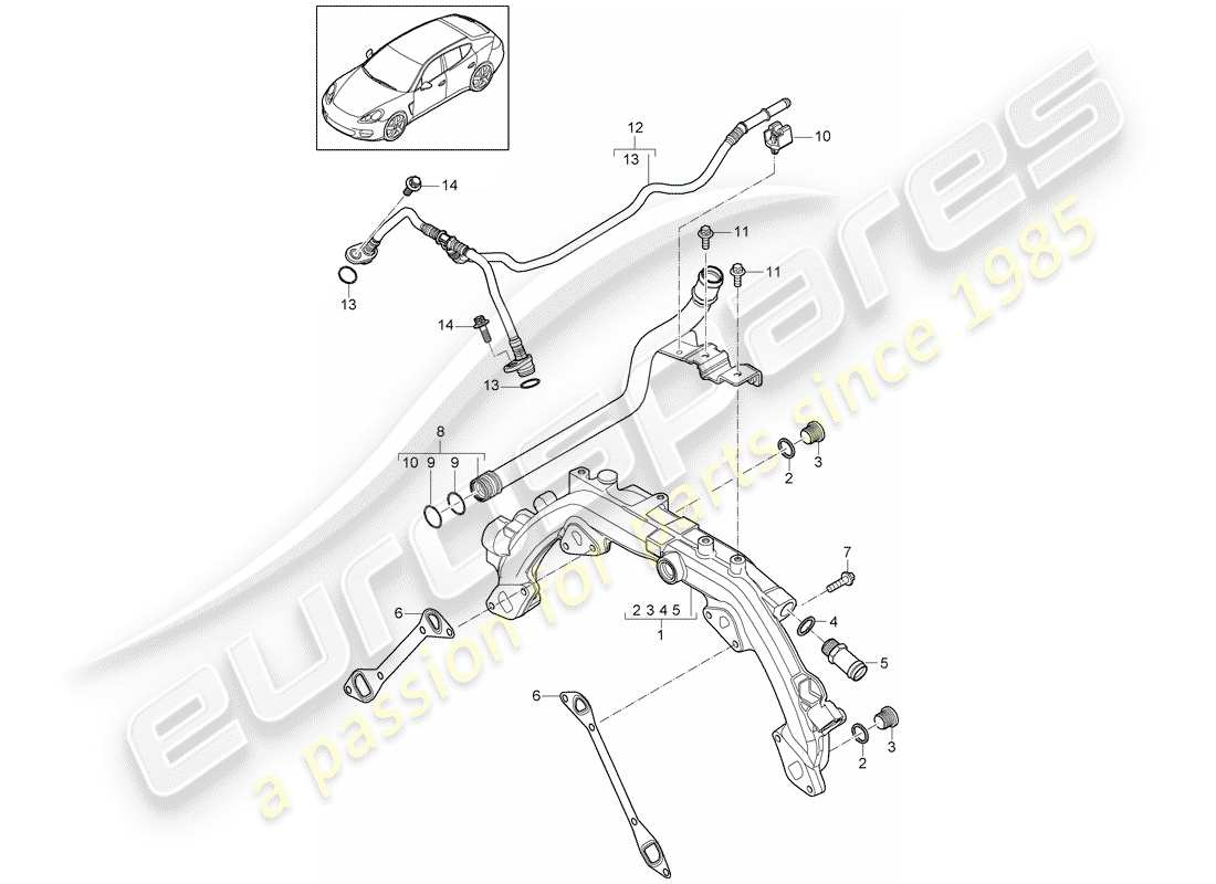 porsche 2010 (panamera 970) wasserkühlung 1 ersatzteildiagramm