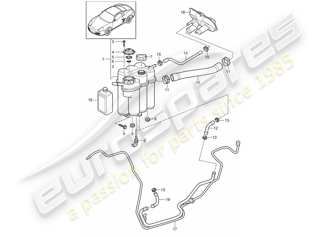 porsche 2010 (987 cayman) wasserkühlung teilediagramm