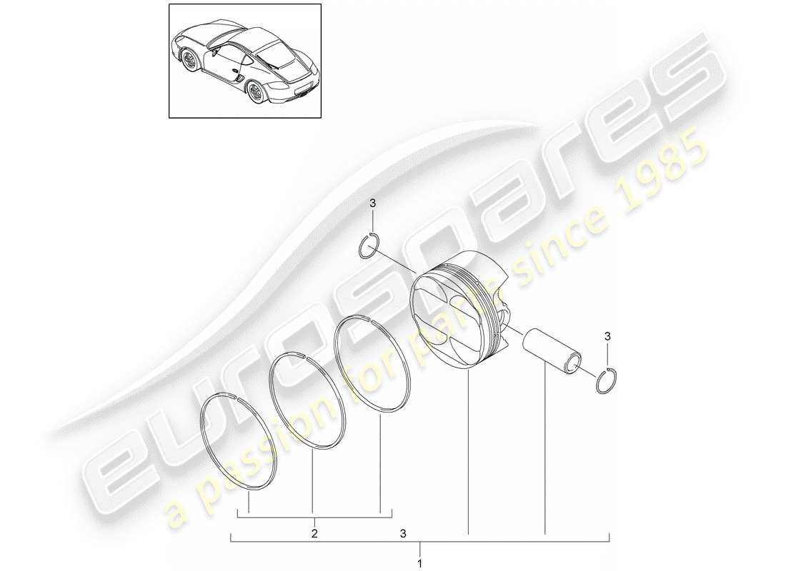 porsche 2010 (987 cayman) kolben-teilediagramm
