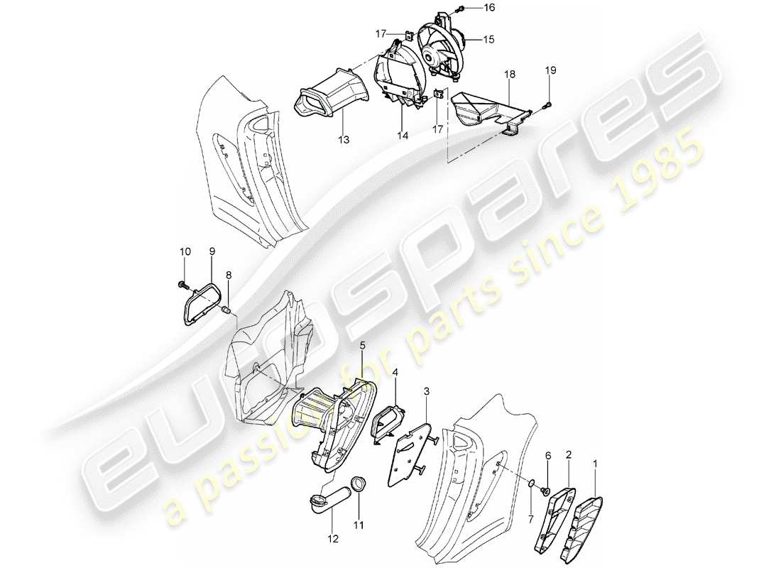 porsche 2006 (987 boxster) belüftungsteildiagramm