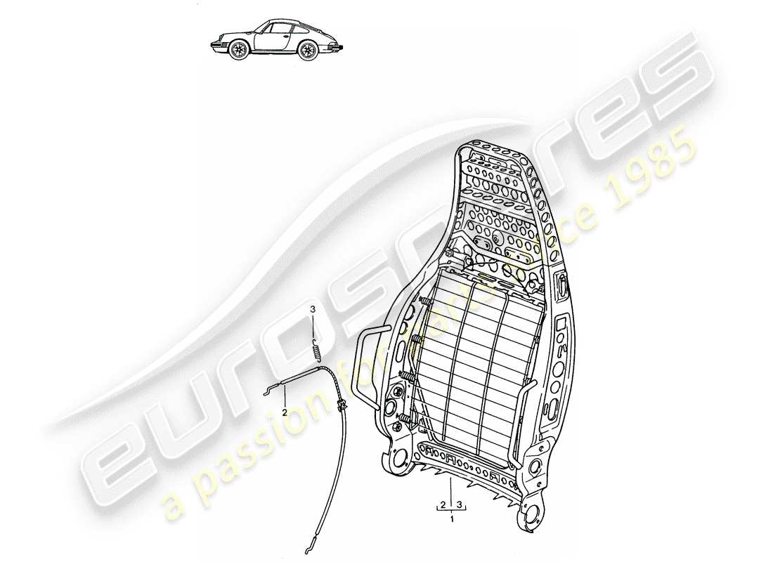 porsche 1987 (seats for 944/968/911/928) rückenlehnenrahmen - sportsitz - d - mj 1985>> - mj 1986 ersatzteildiagramm