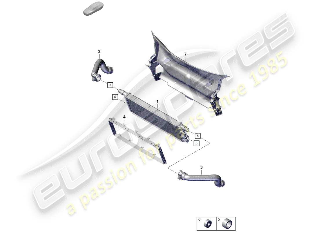 porsche 2019 (718 boxster spyder) kühler-teilediagramm