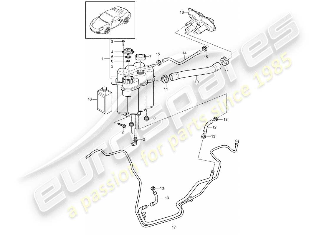 porsche 2010 (987 boxster) wasserkühlung teilediagramm