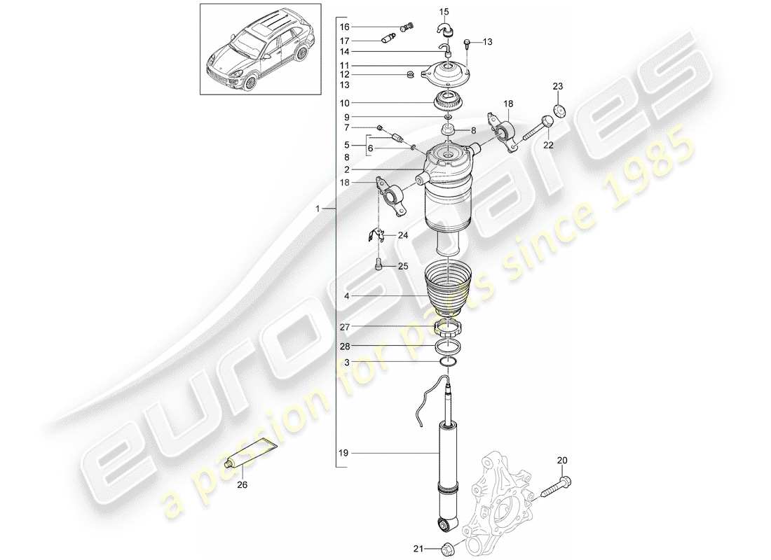 porsche 2012 (cayenne e2 92a) aufhängung teilediagramm