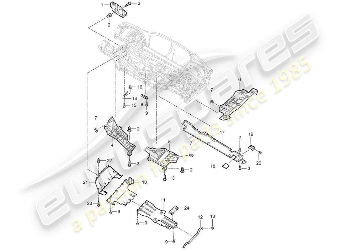 porsche 2010 (cayenne e1 9pa) beschichtung teilediagramm